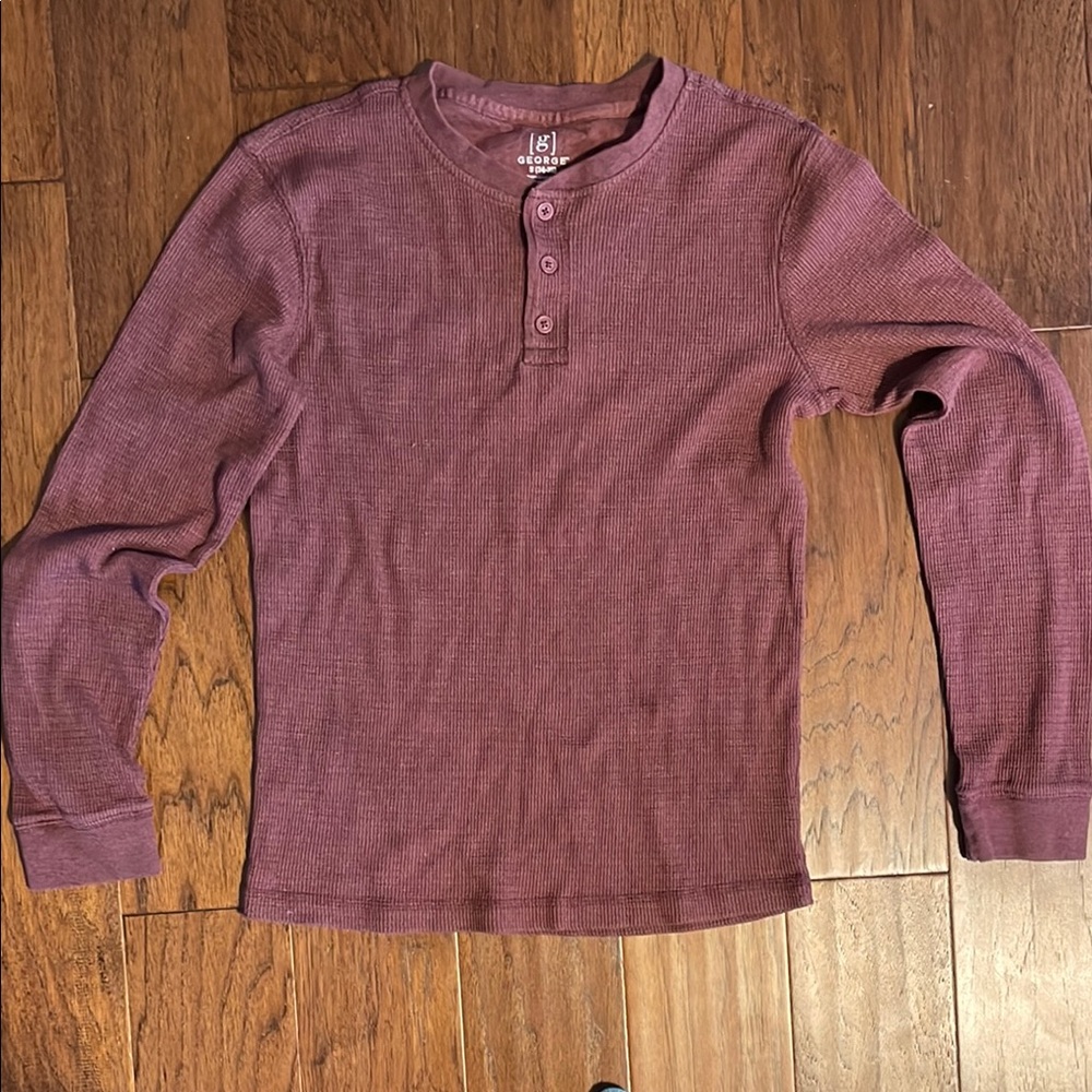 George Men's Maroon Henley Shirt